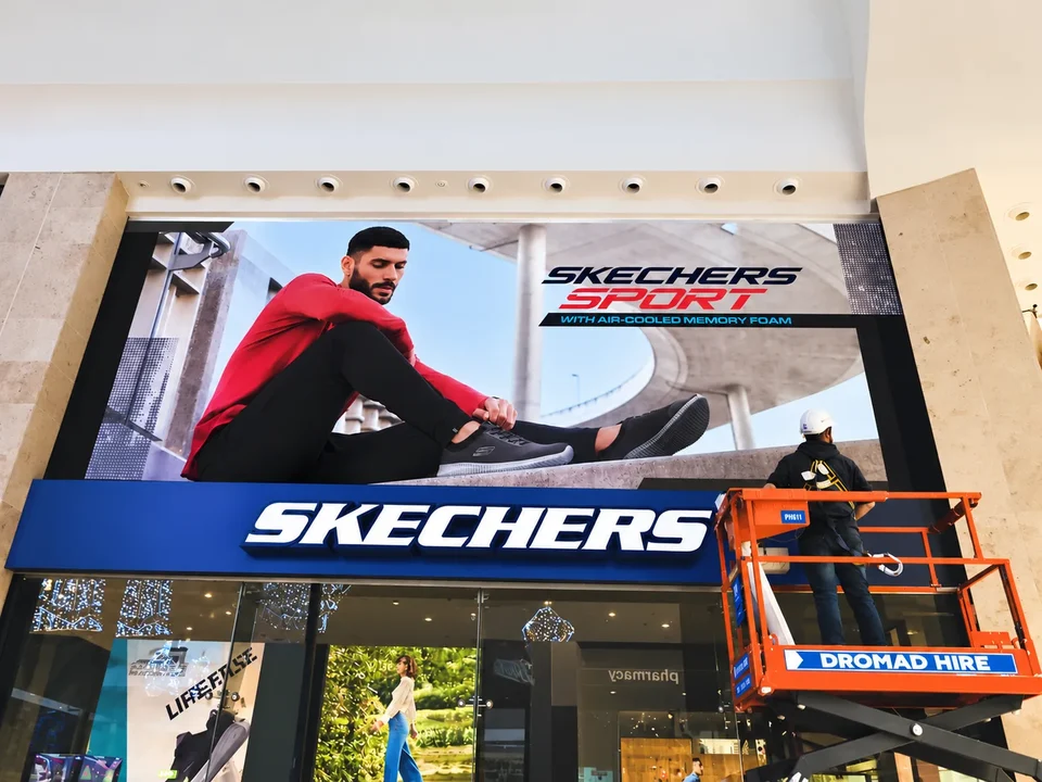 Skechers shopfront graphics installed by the Elite Signs team